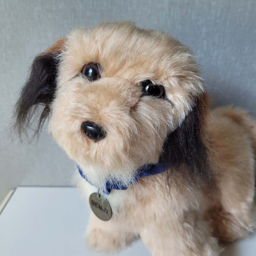Vintage 1970s Dakin BENJI Plush Dog COMPLETE Original Collar & Metal Tag Large